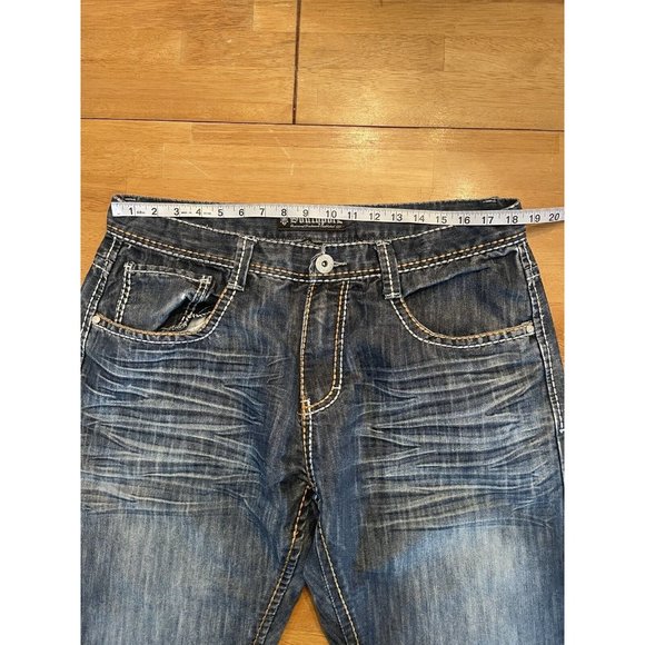 Men's VINTAGE Y2K Southpole Jeans Blue Denim Med/Dark Wash, Size‎ 38 - Picture 7 of 9